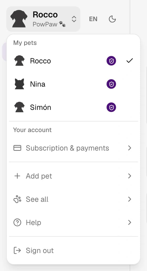 How do I switch pets?