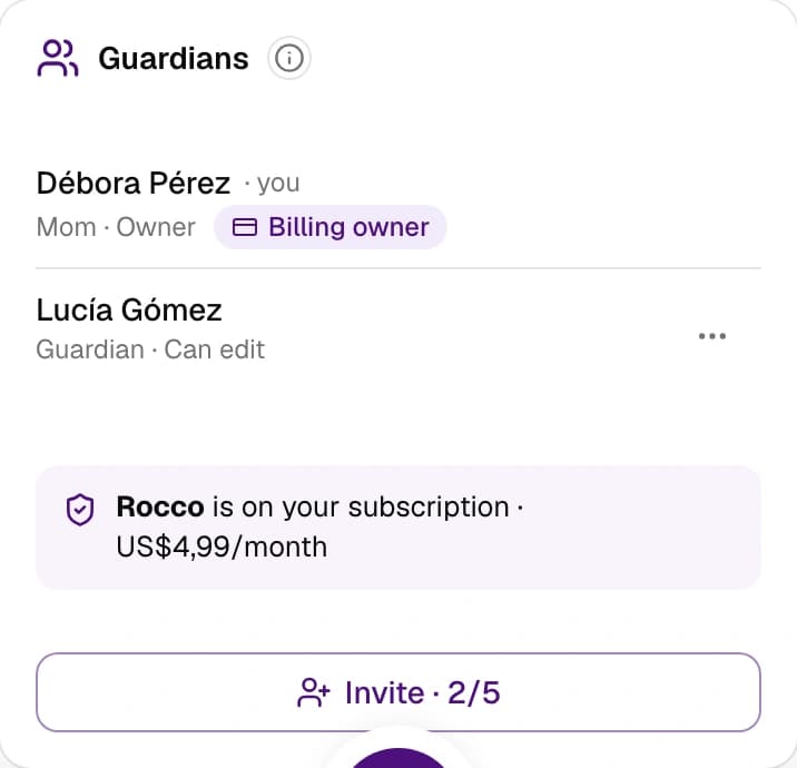 How do I invite a co-guardian?