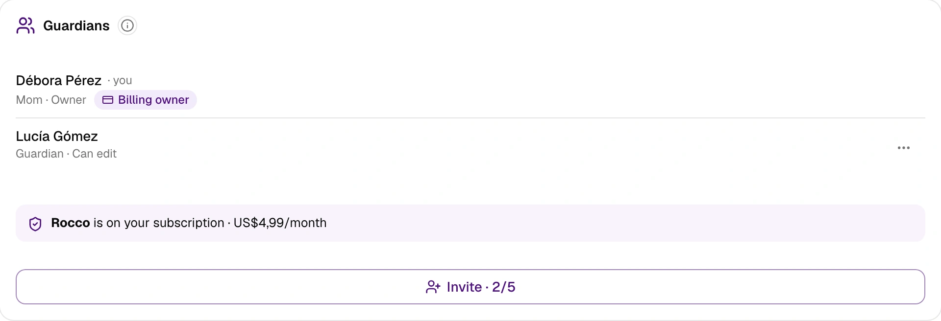 How do I invite a co-guardian?
